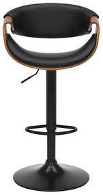 Barová stolička ORGANIC otočná čierna dekor orechového dreva