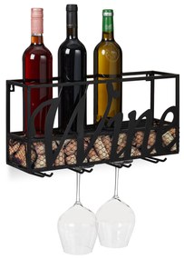 Nástenný stojan na víno s držiakom na sklo RD7428