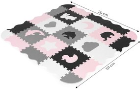 EcoToys Detská penová podložka puzzle - 25 prvkov, ružová