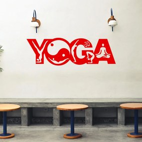 Veselá Stena Samolepka Joga Farba: červená, Veľkosť: 80 x 25 cm