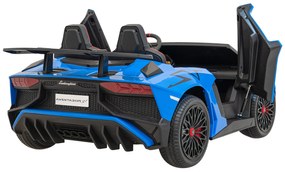 Autíčko Lamborghini Aventador SV na batérie pre 2 deti Modré + 2,4 GHz diaľkové ovládanie + EVA pena + audio LED