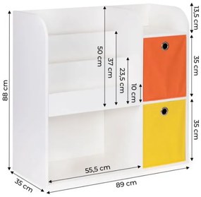 ECOTOYS Detský drevený regál 89x88x35cm White
