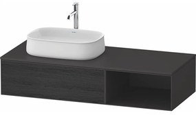 DURAVIT Zencha závesná skrinka pod umývadlo na dosku (umývadlo vľavo), 1 zásuvka + 1 otvorená priehradka, 1300 x 550 x 281 mm, dub čierny/grafit super matná, ZE4818016800000