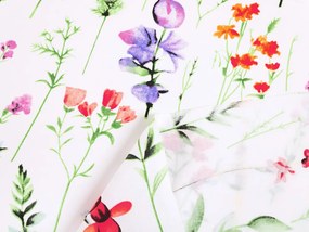 Biante Bavlnený záves Sandra SA-492 Kvetovaná lúka na bielom 150x140 cm