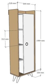 Dizajnová viacúčelová skriňa Narcissa 140 cm vzor dub