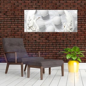 Obraz - Zlatá labuť na vode (120x50 cm)