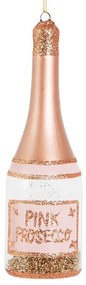 Sklenená ručne vyrobená vianočná ozdoba ø 5 cm Pink Prosecco – Sass &amp; Belle