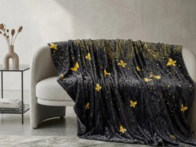 Mikroplyšová deka VISATA, čierna Rozmer: 160 x 200 cm
