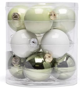 Sada vianočných ozdôb ZELENKAVÁ 12 ks, pr. 6 cm