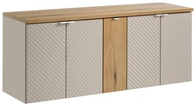 Závesná skrinka pod umývadlo Viva Cashmere s doskou 140 cm kašmír/dub coast evoke