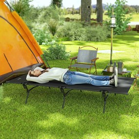Outsunny Skladacia Campingová Posteľ s Taškou na Prenášanie 200 x 100 x 36 cm Príležitostná Posteľ do 120 kg Extra Široká Campingová Posteľ pre Dospel