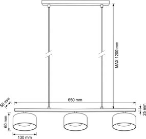 Brilagi - Závesný luster na lanku AURA LUX 3xGX53/30W/230V čierna/zlatá