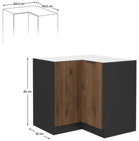 Dolná rohová kuchynská skrinka Monzesa 90x90 DN 2F BB (orech okapi + čierna) . Vlastná spoľahlivá doprava až k Vám domov. 1096945