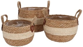 3ks košík kvetináč z morskej trávy Laos - Ø30*23 / Ø26*18 / Ø23*16 cm