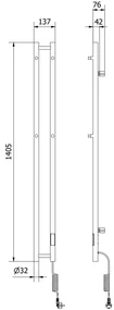 Mexen Pino, elektrické vykurovacie teleso s vešiakmi na uteráky 1405x137 mm, 150 W, čierna, W301-1405-137-00-70