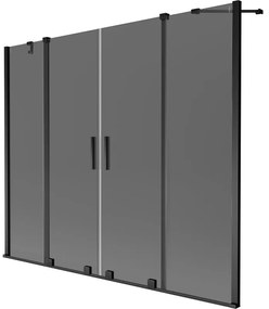 Mexen Velar Duo, 2-krídlová posuvná vaňová zástena 170 x 150 cm, 8mm šedé sklo, čierna matná, 896-170-000-42-70