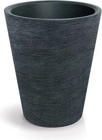 Plastový květináč TUBRAN ROUND černý granit