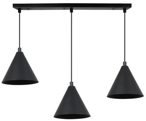 Závesné svietidlo Soho, 3x čierne kovové tienidlo, (fi 14cm)