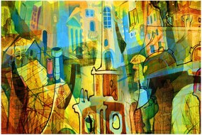 Obraz - Architektúra, kubistická abstrakcia (90x60 cm)