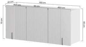 Závesná komoda Malmi 150 cm - kašmírová / čierna