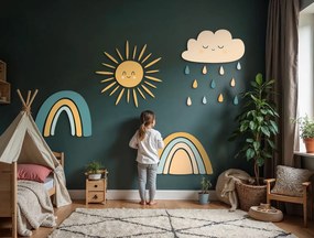 drevko |  Viacdielna detská dekorácia Dúhové kvapky  44 x 105 cm