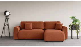 Rozkladacia rohová pohovka v tehlovooranžovej farbe (variabilná) Lorine – Ropez