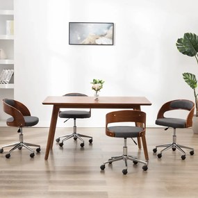 Otočné jedálenské stoličky 4 ks, sivé, ohýbané drevo a látka