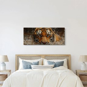 Obraz - Portrét tigra vo vode (120x50 cm)