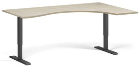 Ergonomický výškovo nastaviteľný stôl, 180x120 cm, 2 motory, L/P, čierna podnož, dub prírodný