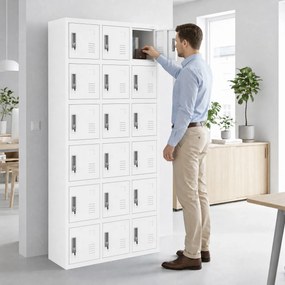 Zamestnanecká skrinka s priehradkami biela, 900x1850x400 mm: KAROL