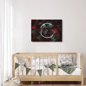 Sklenený obraz - Neónový kruh medzi palmami (70x50 cm)