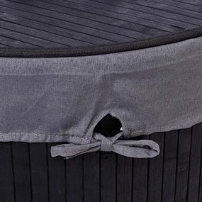 Rohový kôš na bielizeň 60 l bambusový čierny