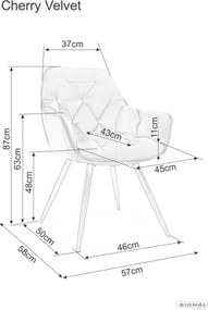 SI Čerešňová zamatová stolička kari