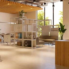 Policová zostava kovová biela s dvierkami AR Style D-Carbon