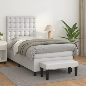 Boxspring posteľ s matracom biela 90x200 cm umelá koža 3137642