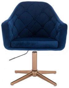 LuxuryForm DESIGN Kreslo ANDORA VELUR na zlatom kríži - modré