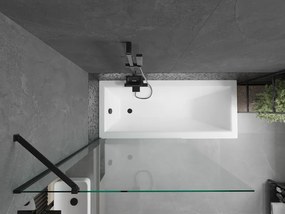 Mexen Next, vaňová  zástena 1-krídlová 90 x 150 cm, fixné krídlo, 6 mm číre sklo, čierny profil, 895-090-000-00-00-70