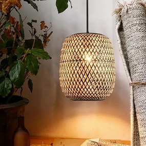 Toolight Bamboo, závesné svietidlo 1xE27 25x30 cm APP1542-1CP, čierna-hnedá, OSW-05120