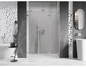 Mexen Lunar-F, pravé sklápacie sprchové dvere 150 cm, 8mm číre sklo, oceľový profil, 836S-150-050-97-00-P