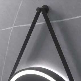 Tutumi Tutumi, okrúhle LED zrkadlo 70cm zavesené na čiernom pásiku, model 104, predné osvetlenie, HOM-02697