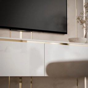 ZÁVESNÝ TV STOLÍK NESSIE BIELY LESK + ZLATÝ 180 cm