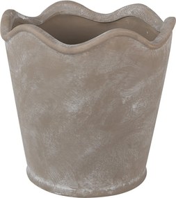 Šedý keramický obal na kvetináč s vlnitým okrajom S - Ø 13*12 cm