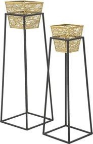 Sada 2 ks stojanů na květiny Square zlato-černá