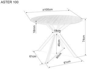 Kulatý stůl Aster 100 cm dub přírodní/černý