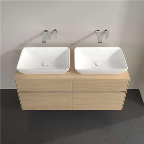 VILLEROY &amp; BOCH Collaro závesná skrinka pod dve umývadlá na dosku, 4 zásuvky, s LED osvetlením, 1200 x 500 x 548 mm, Nordic Oak, C115B0VJ