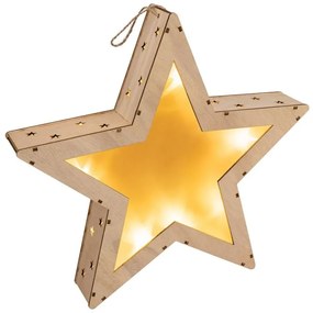 Nexos 65859 Vianočná drevená hviezda s 3D efektom - 10 LED