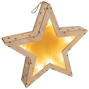 Nexos 65859 Vianočná drevená hviezda s 3D efektom - 10 LED