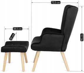 Pohodlné relaxačné kreslo s podnožkou LOZANO – čierne