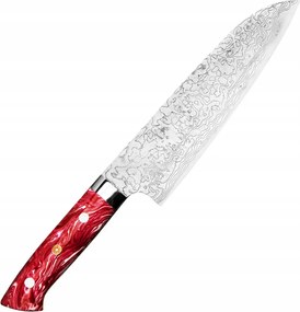 Takeshi Saji Red Turquoise R2 Japonský nôž Santoku na zeleninu 63-64 Hrc 18 cm