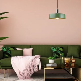 Luster na lanku HAKI 1xE27/60W/230V zelená/čierna/lesklý chróm